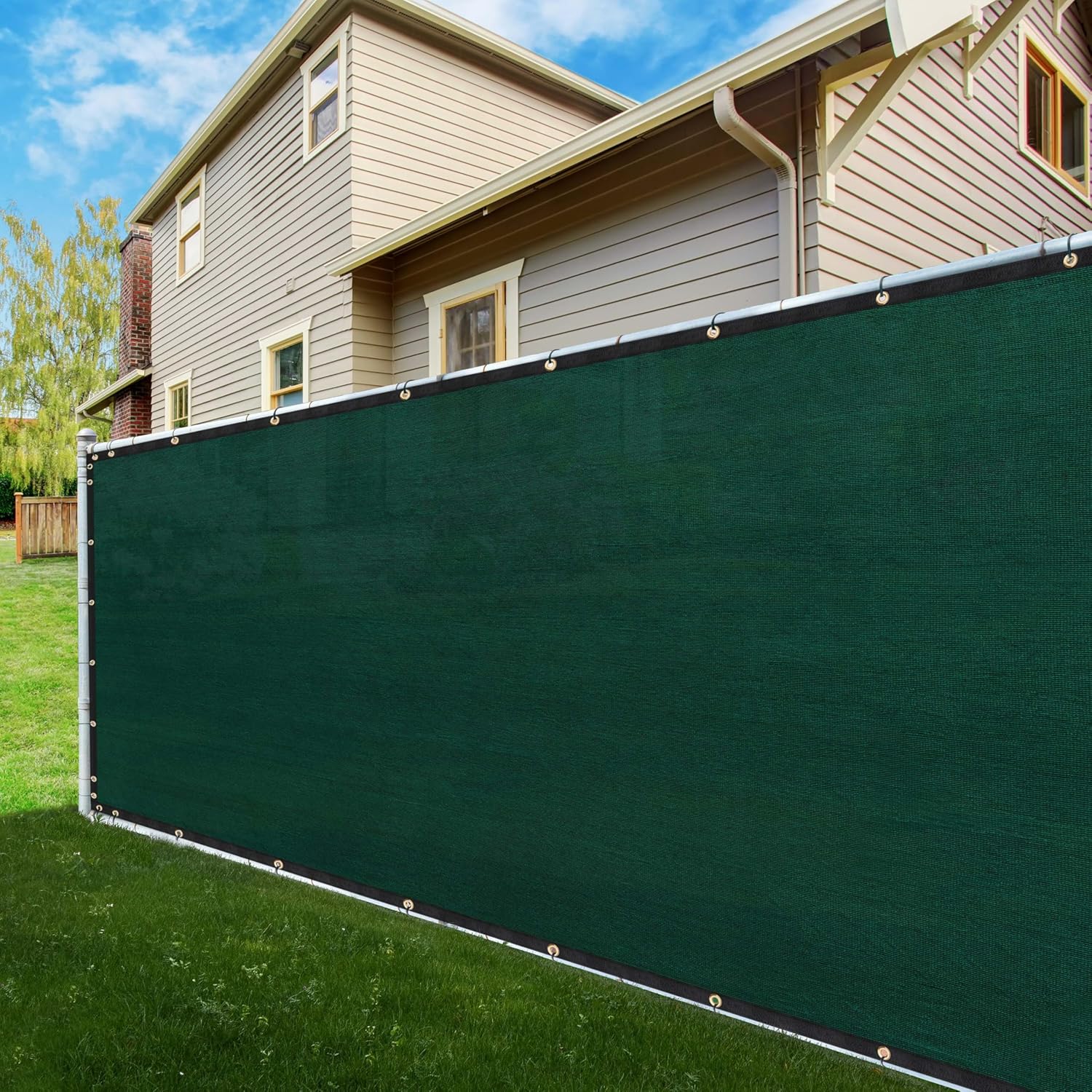 ShadeMart 4' x 50' Green Fence Privacy Screen Windscreen Cover Shade Fabric Cloth, 90% Visibility Blockage, with Grommets, Heavy Duty Commercial Grade, Zip Ties Included - (We Make Custom Size)